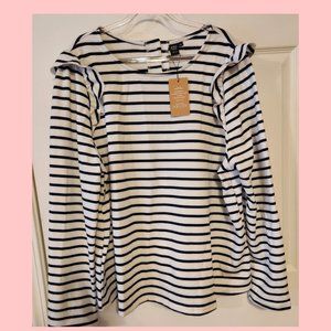 Black & White Striped Top with Button-Down Back